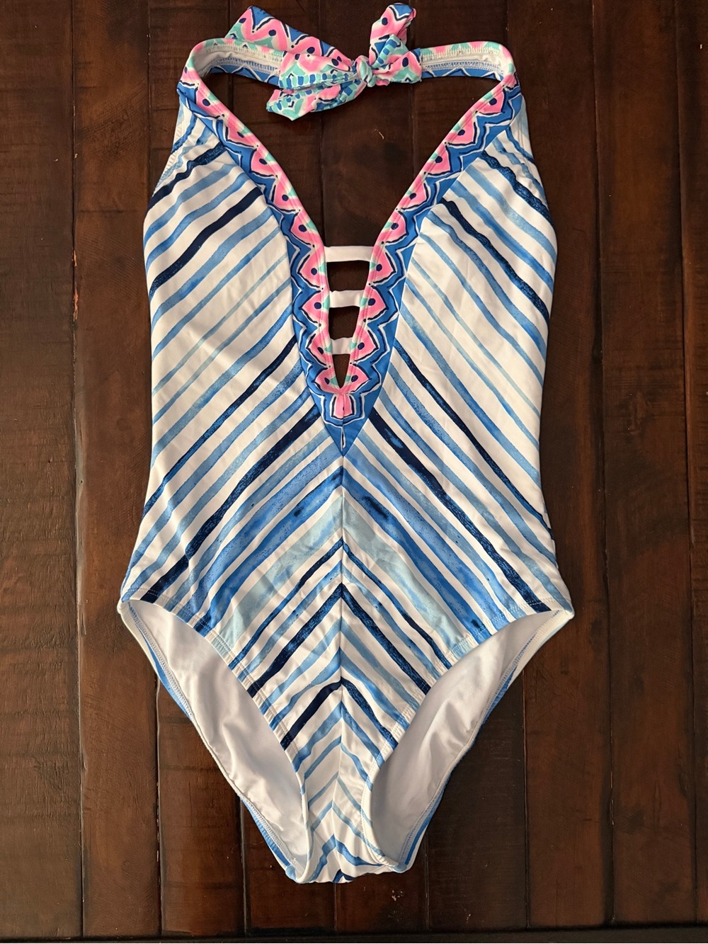 Lilly Pulitzer White Swimwear with Pink Logo Accent